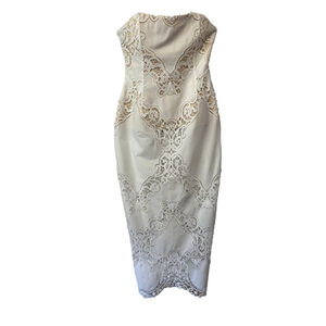 Magda Butrym Strapless Midi Dress • White Lace Cutout • Size 36 • New With Tags